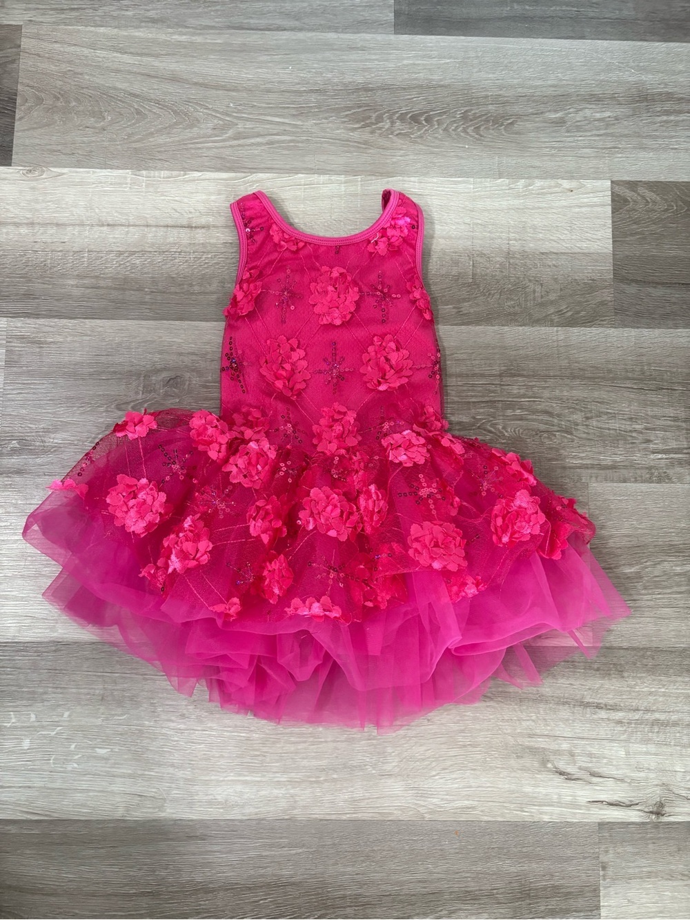 La Petite Hot Pink Floral Tulle Party ballerina Dress. Childs Medium